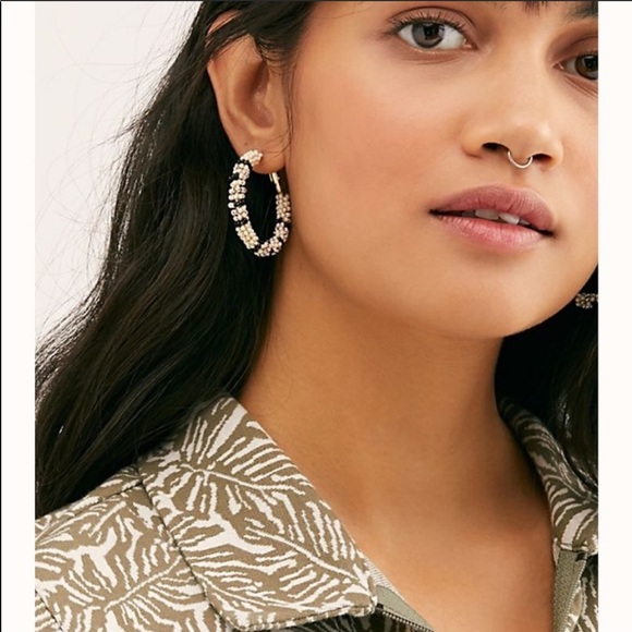 Free People Jewelry - Free People Striped Beaded Hoop Earrings